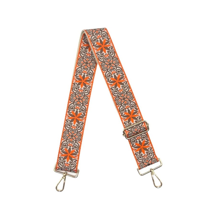 Bags AHDORNED | Cream-Orange | Embroidered Petal Crossbody Strap