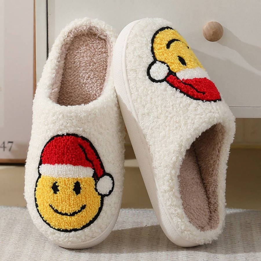 Shoes ACCITY | Happy Face Santa Slippers