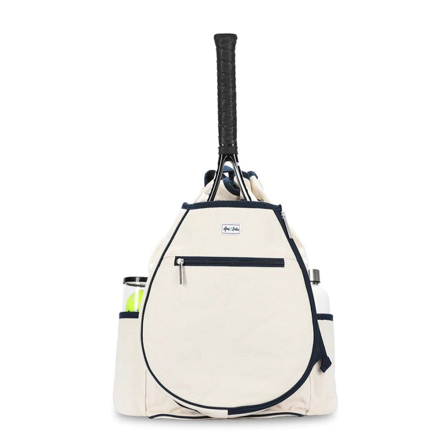 Bags Ame & Lulu | Hamptons | Canvas Tennis Backpack (Navy Trim)