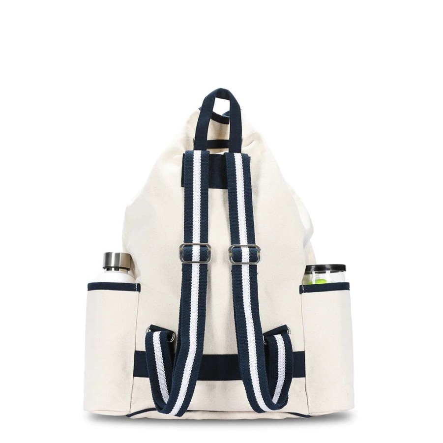 Bags Ame & Lulu | Hamptons | Canvas Tennis Backpack (Navy Trim)