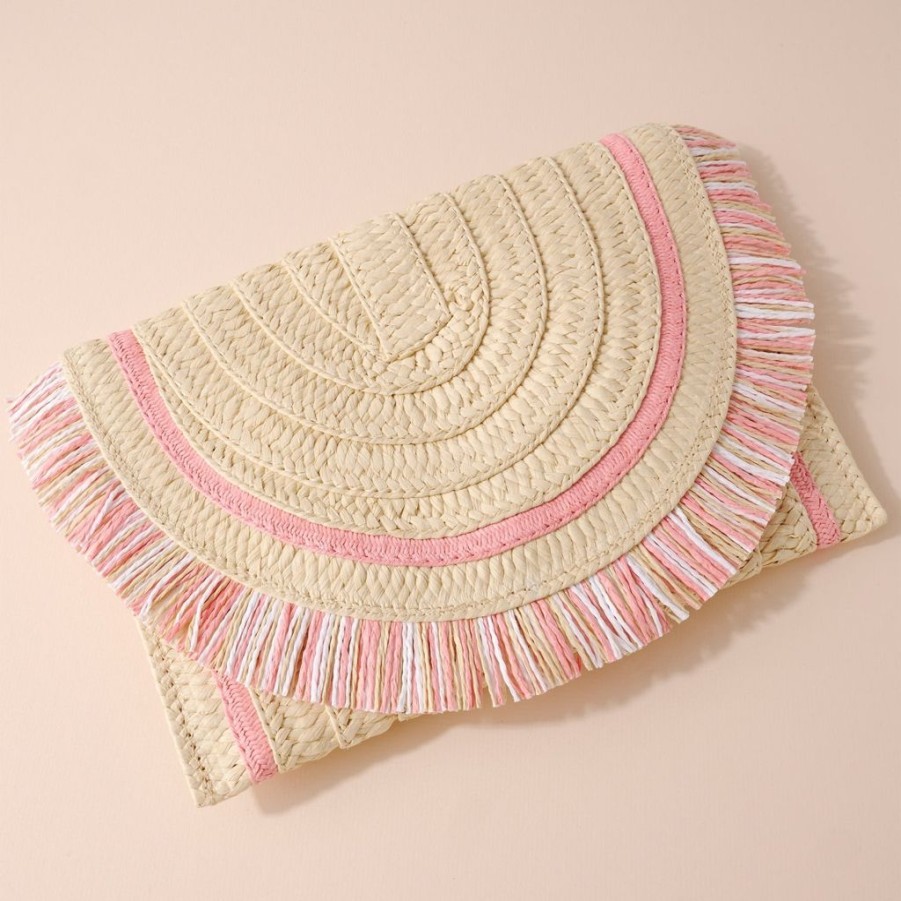 Bags Avenue Zoe | Raffia Woven Fringe Clutch