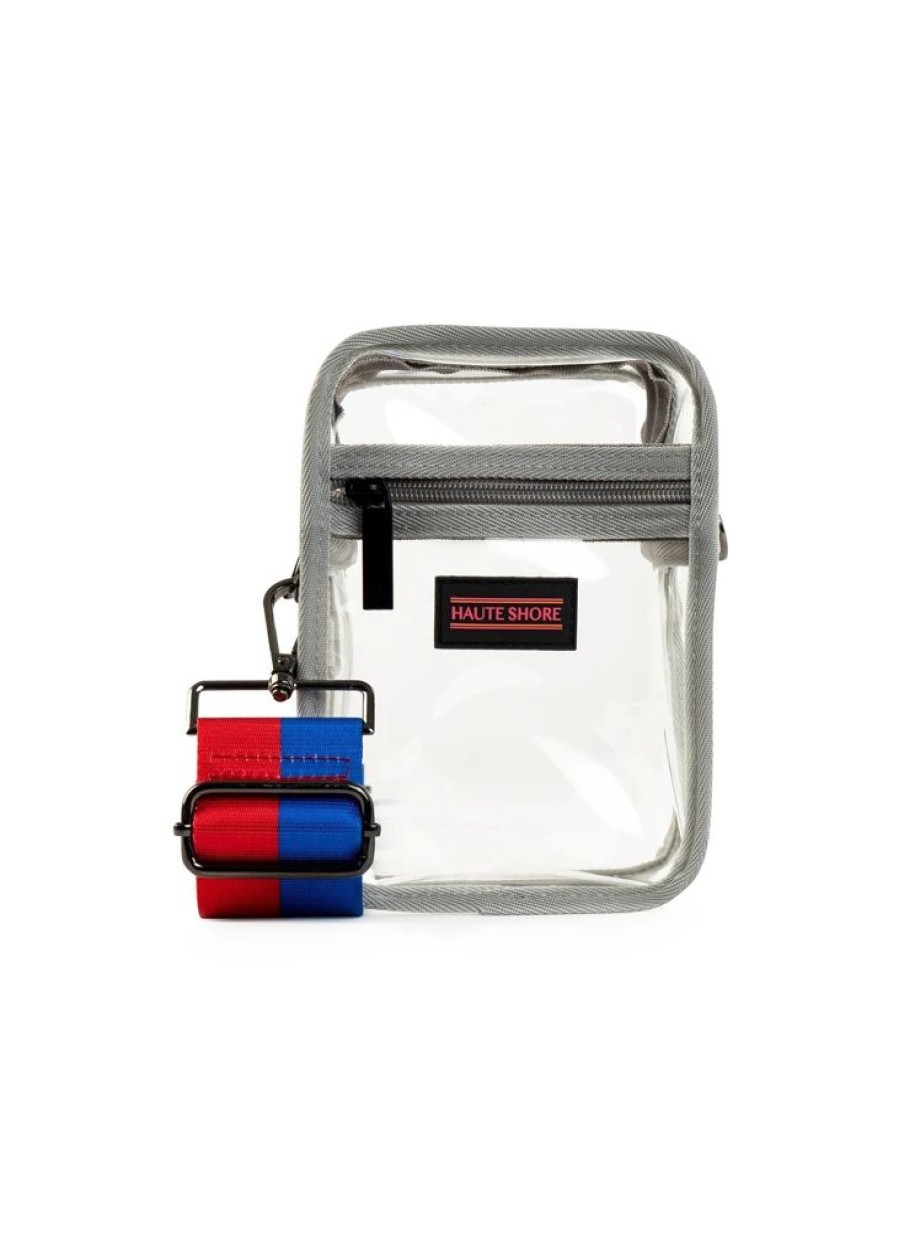 Bags Haute Shore | Casey Spirit C | Stadium Approved Clear Cellphone Crossbody + Blue-Red Strap