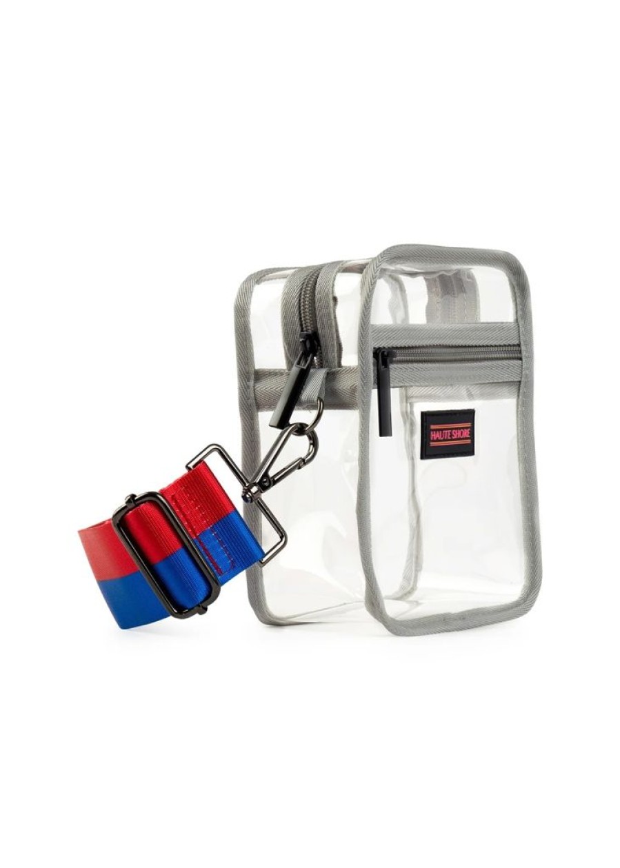 Bags Haute Shore | Casey Spirit C | Stadium Approved Clear Cellphone Crossbody + Blue-Red Strap