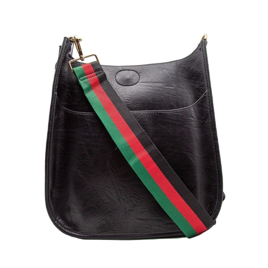 Bags AHDORNED | Black Vegan Crossbody + Red Green Strap