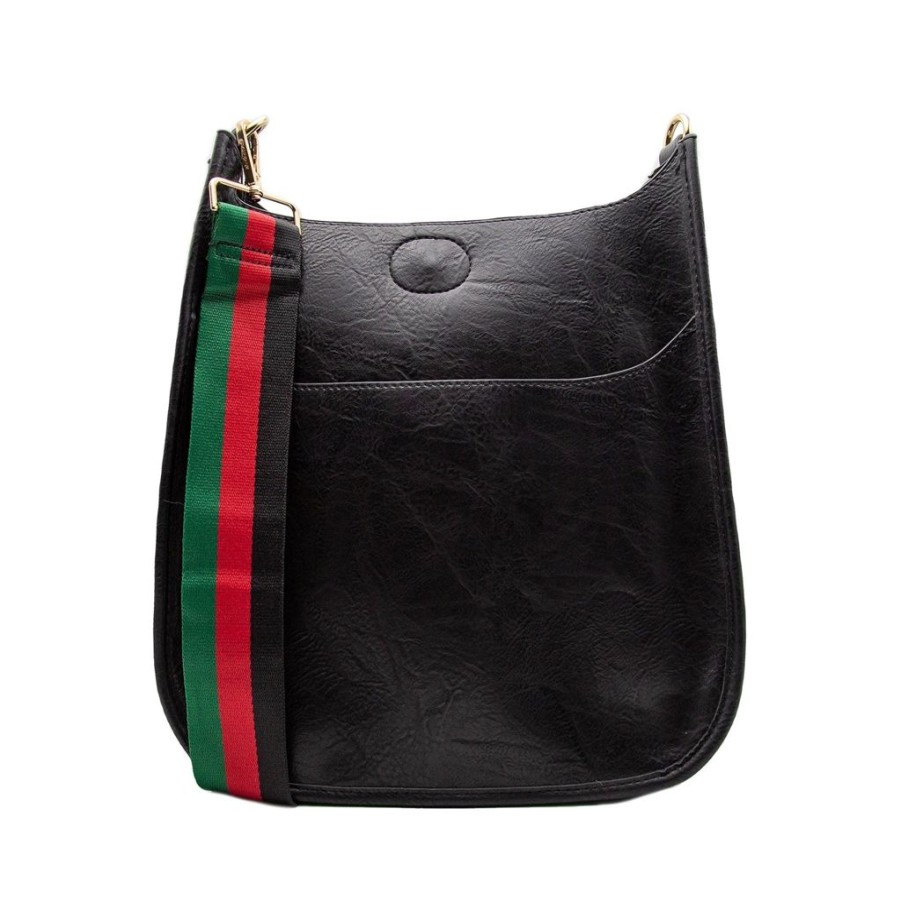 Bags AHDORNED | Black Vegan Crossbody + Red Green Strap