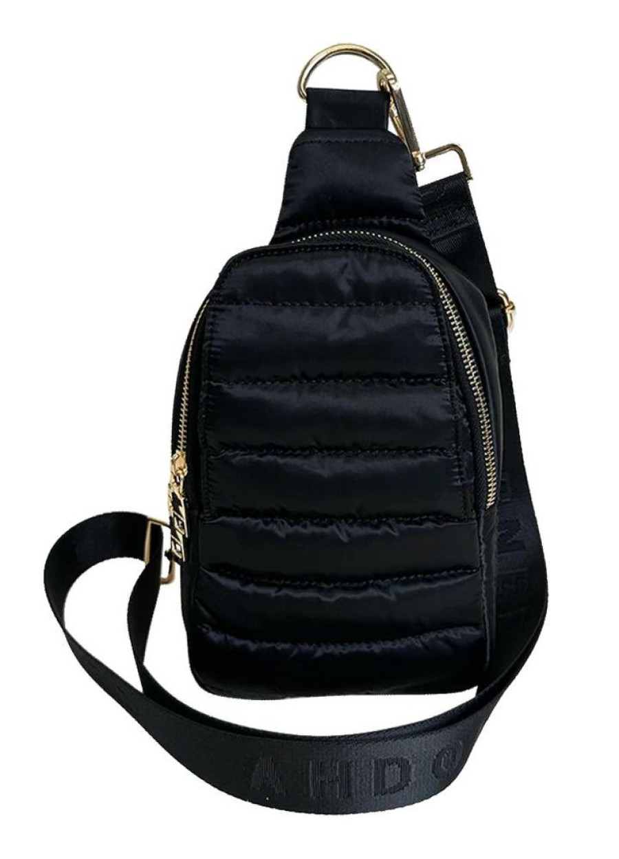 Bags AHDORNED | Eliza Black | Quilted Puffer Sling Bag