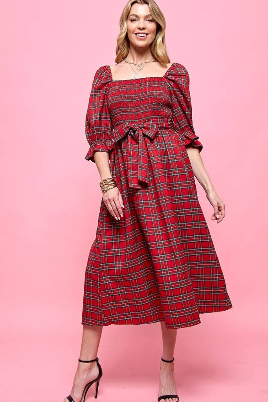 Dresses Cezele | Tartan Midi Dress