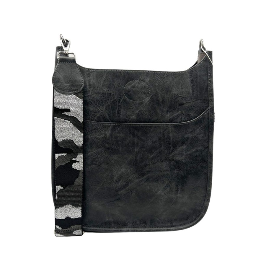 Bags AHDORNED | Grey Vegan Crossbody W/ Camo Print Strap (Silver Hardware)