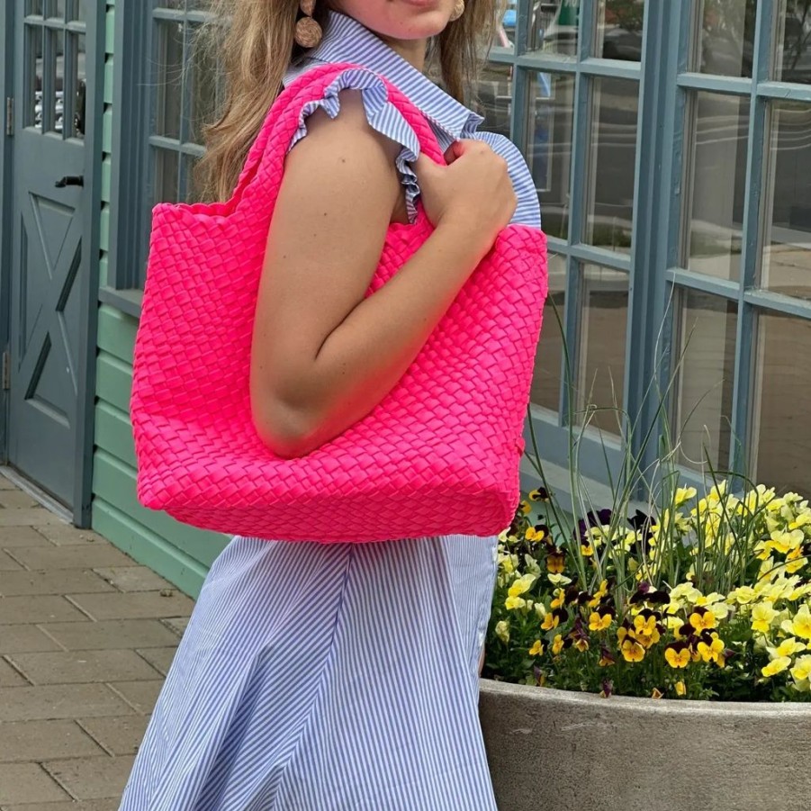 Bags AHDORNED | Lilly Neon Pink | Woven Neoprene Tote