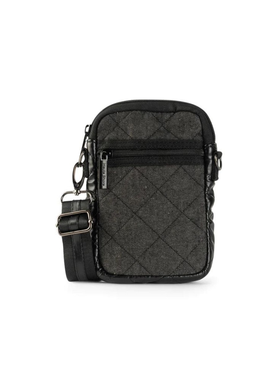 Bags Haute Shore | Casey Edge | Black Denim Cellphone Crossbody