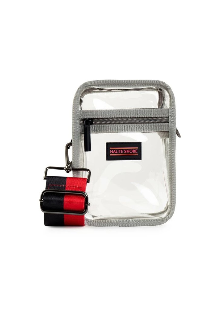 Bags Haute Shore | Casey Spirit B | Stadium Approved Clear Cellphone Crossbody + Black-Red Strap