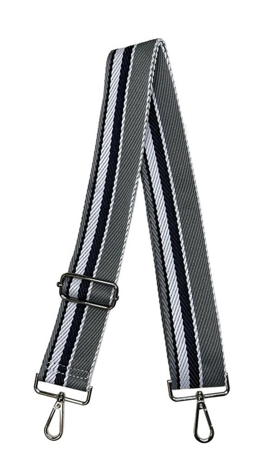 Bags AHDORNED | Grey-Navy | Multi Stripe Web Crossbody Strap (Silver Hardware)