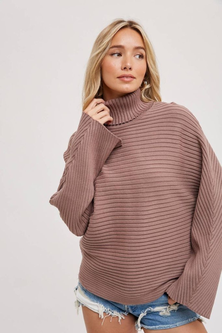 Tops Bluivy | Ribbed Turtleneck Sweater