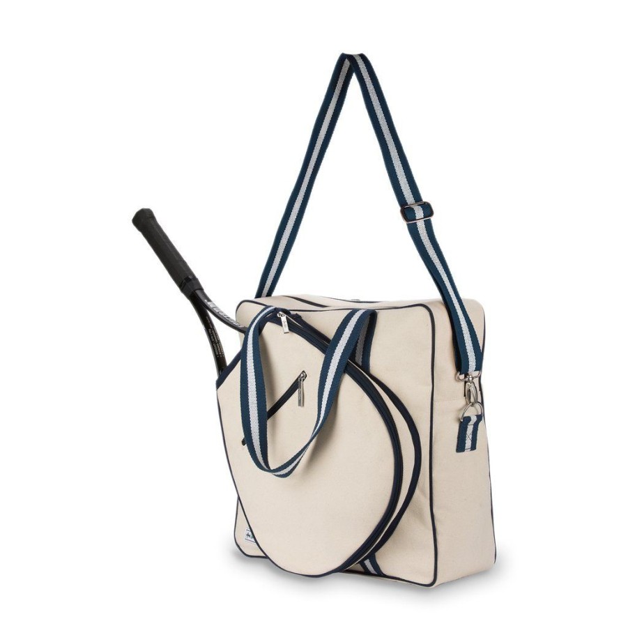 Bags Ame & Lulu | Hamptons Tour | Canvas Tennis Bag (Navy Trim)