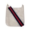 Bags AHDORNED | Cream Vegan Messenger + Navy-Red Multi-Stripe Strap