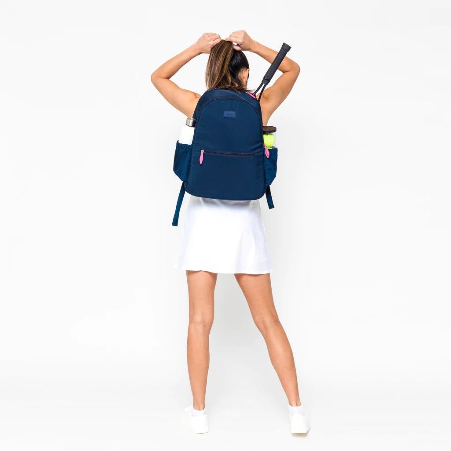 Bags Ame & Lulu | Courtside I Tennis Backpack (Navy & Pink)