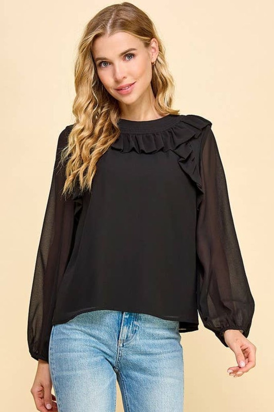 Tops TCEC | Black Elegant Blouse