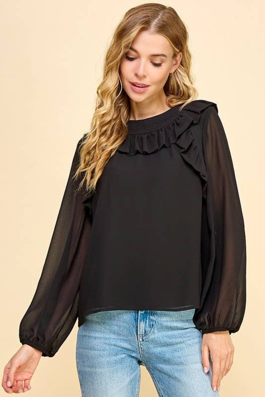 Tops TCEC | Black Elegant Blouse