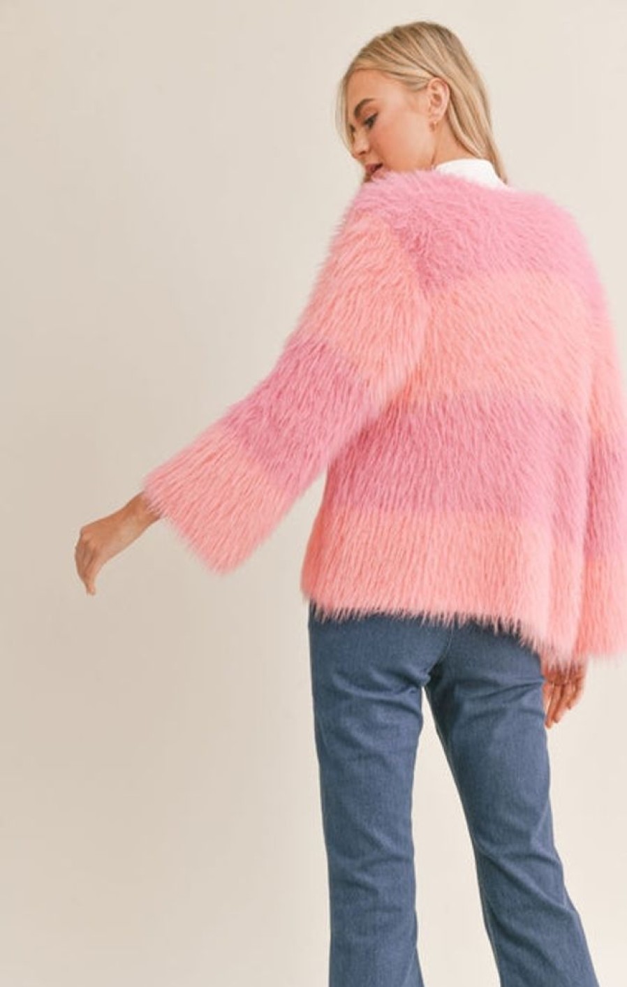 Tops Sadie & Sage | Layla Fuzzy Colorblock Cardigan