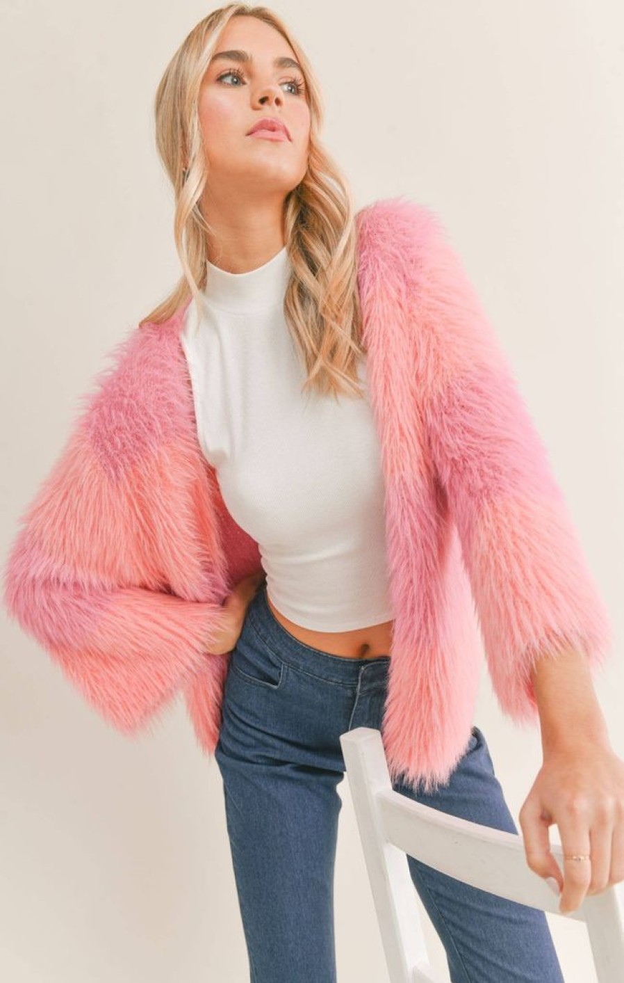 Tops Sadie & Sage | Layla Fuzzy Colorblock Cardigan