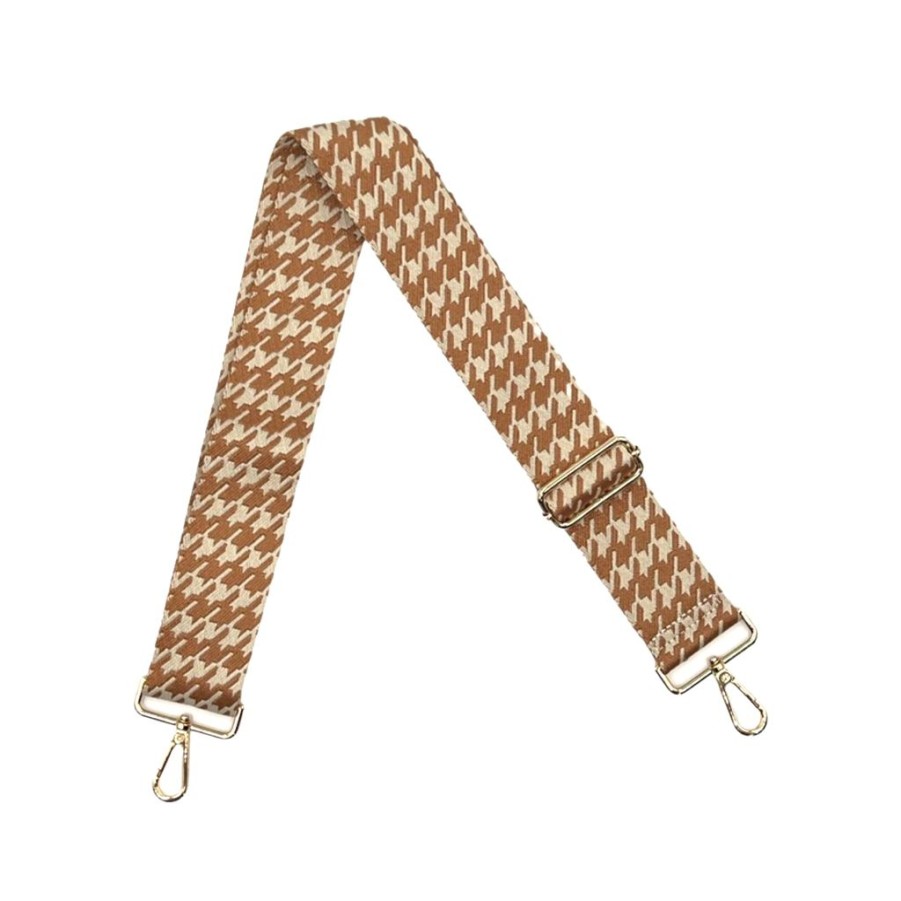 Bags AHDORNED | Beige-Camel | Houndstooth Crossbody Strap