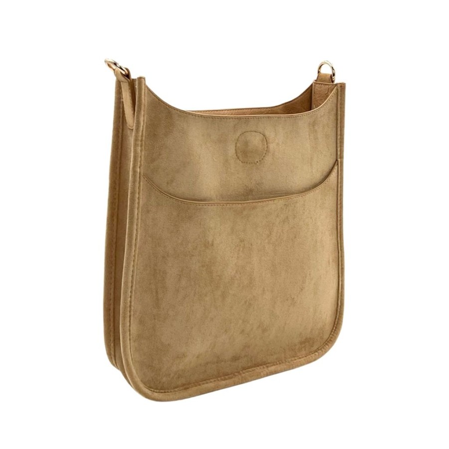 Bags AHDORNED | Camel Microsuede Crossbody | No Strap