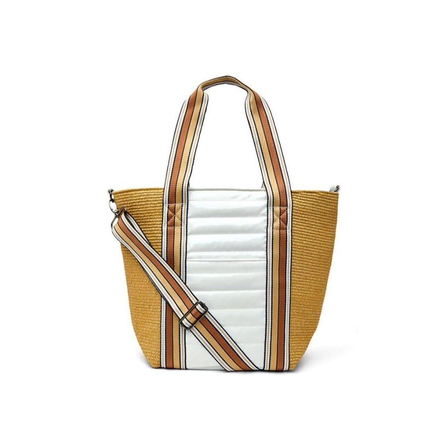 Bags Think Royln | Sunset Tote | Dune Raffia & White Patent