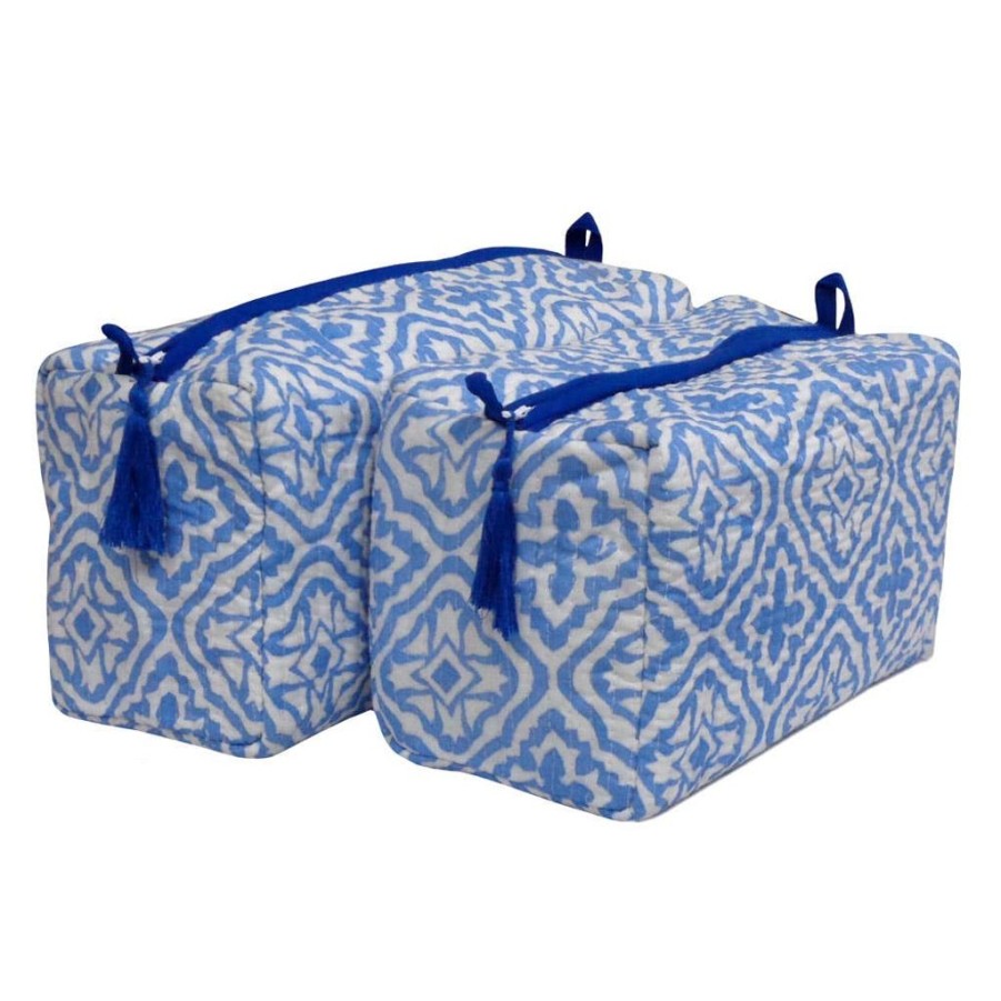 Bags Ayras World | Block Printed Cotton Quilted Makeup/Washbag Large