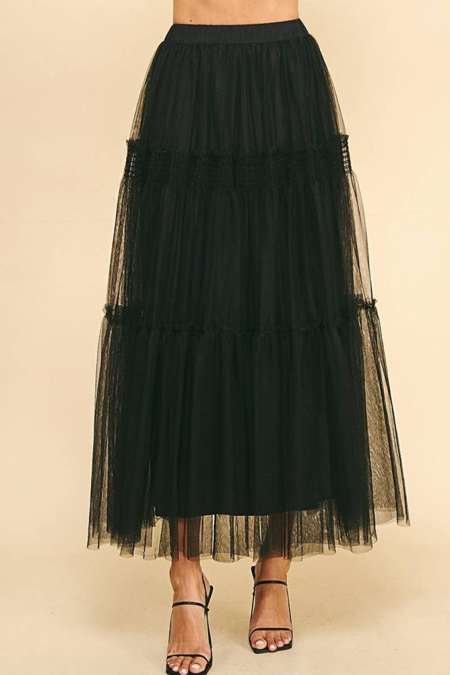 Bottoms PINCH | Tulle Black Maxi Skirt