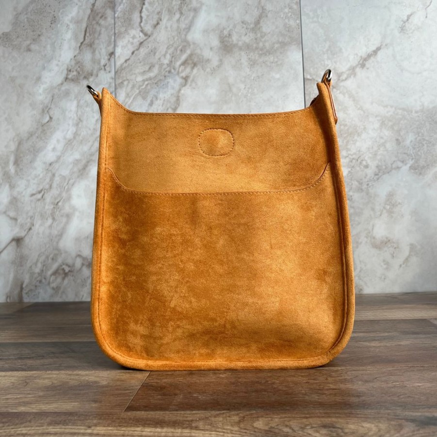 Bags AHDORNED | Tobacco Microsuede Crossbody | No Strap