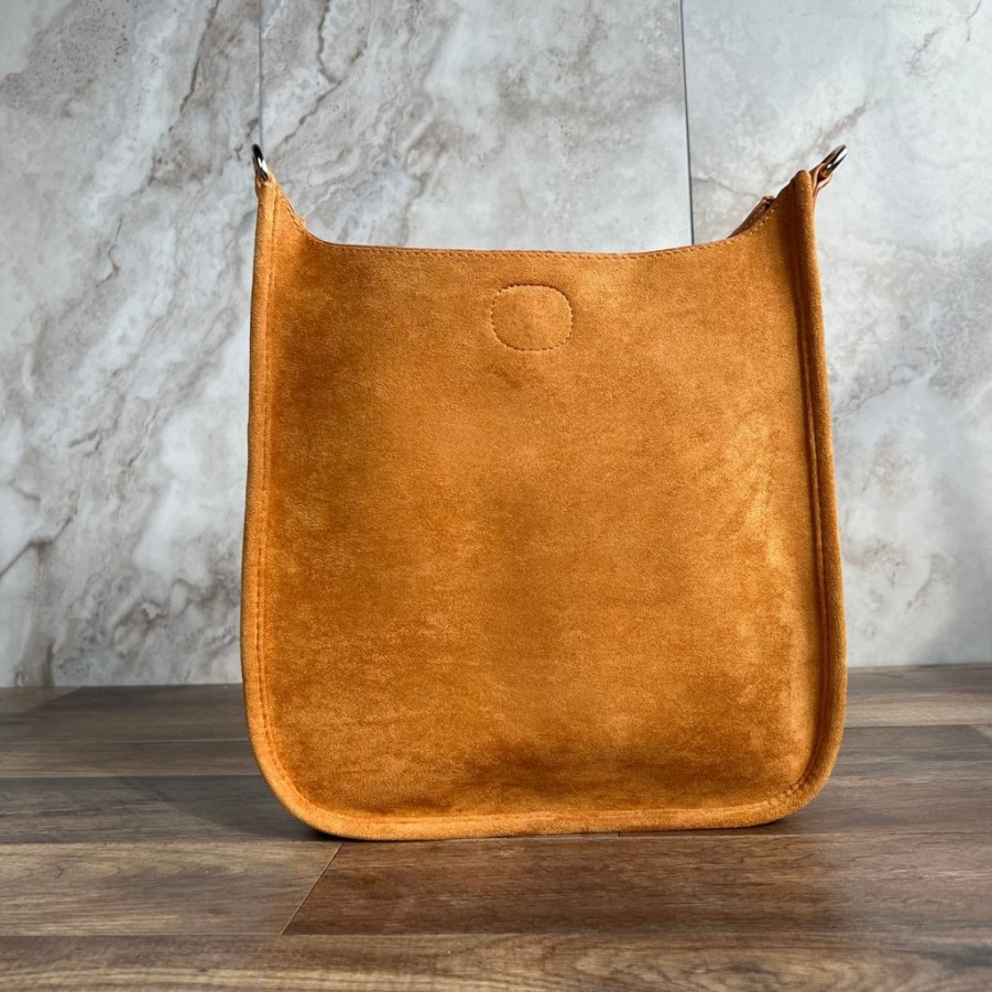 Bags AHDORNED | Tobacco Microsuede Crossbody | No Strap