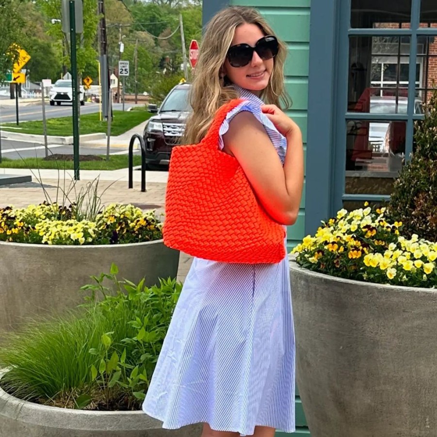 Bags AHDORNED | Lilly Neon Orange | Woven Neoprene Tote