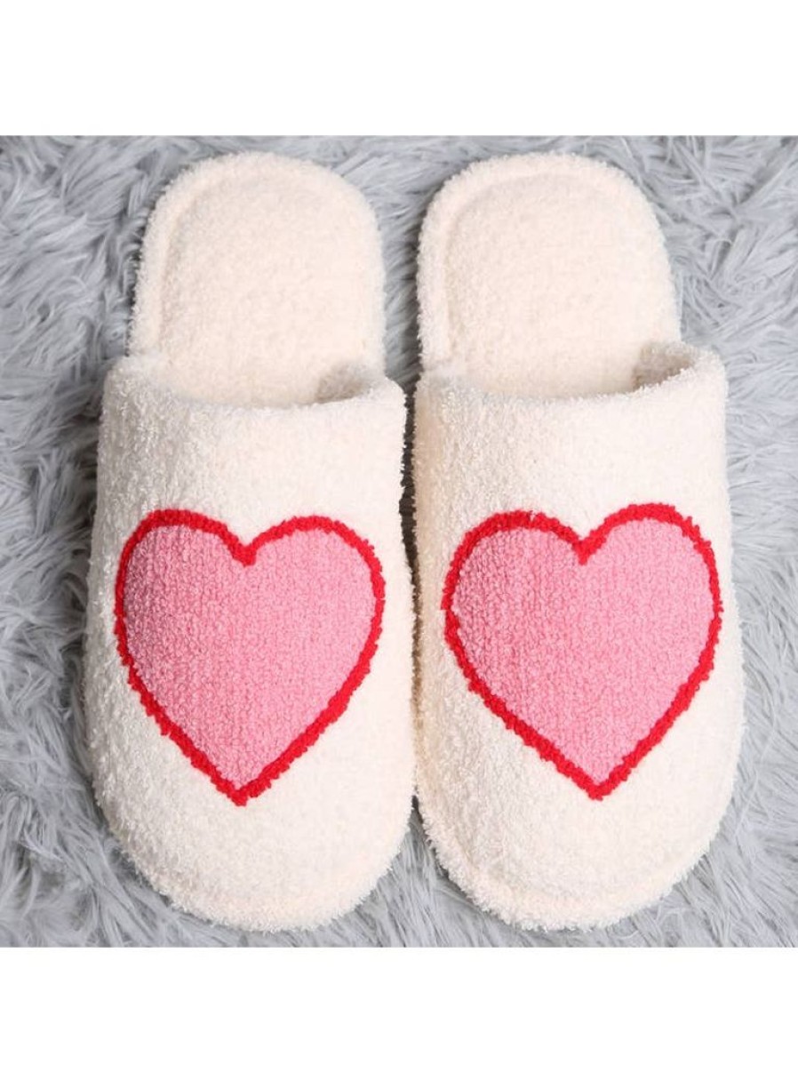 Shoes Katydid | Heart Valentine'S Day Fuzzy Slippers