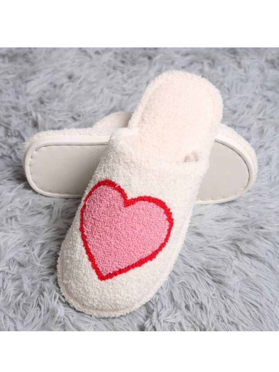 Shoes Katydid | Heart Valentine'S Day Fuzzy Slippers