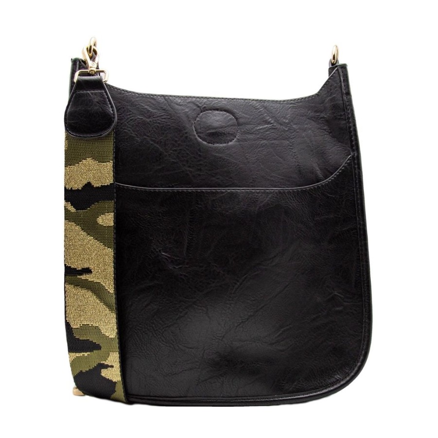 Bags AHDORNED | Black Vegan Crossbody W/ Gold Camo Guitar Strap