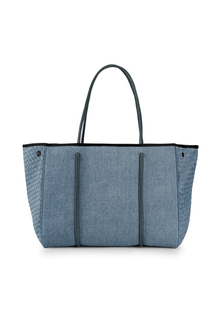 Bags Haute Shore | Greyson Montreal | Denim/Neoprene Woven Mix Media Tote (Final Sale)