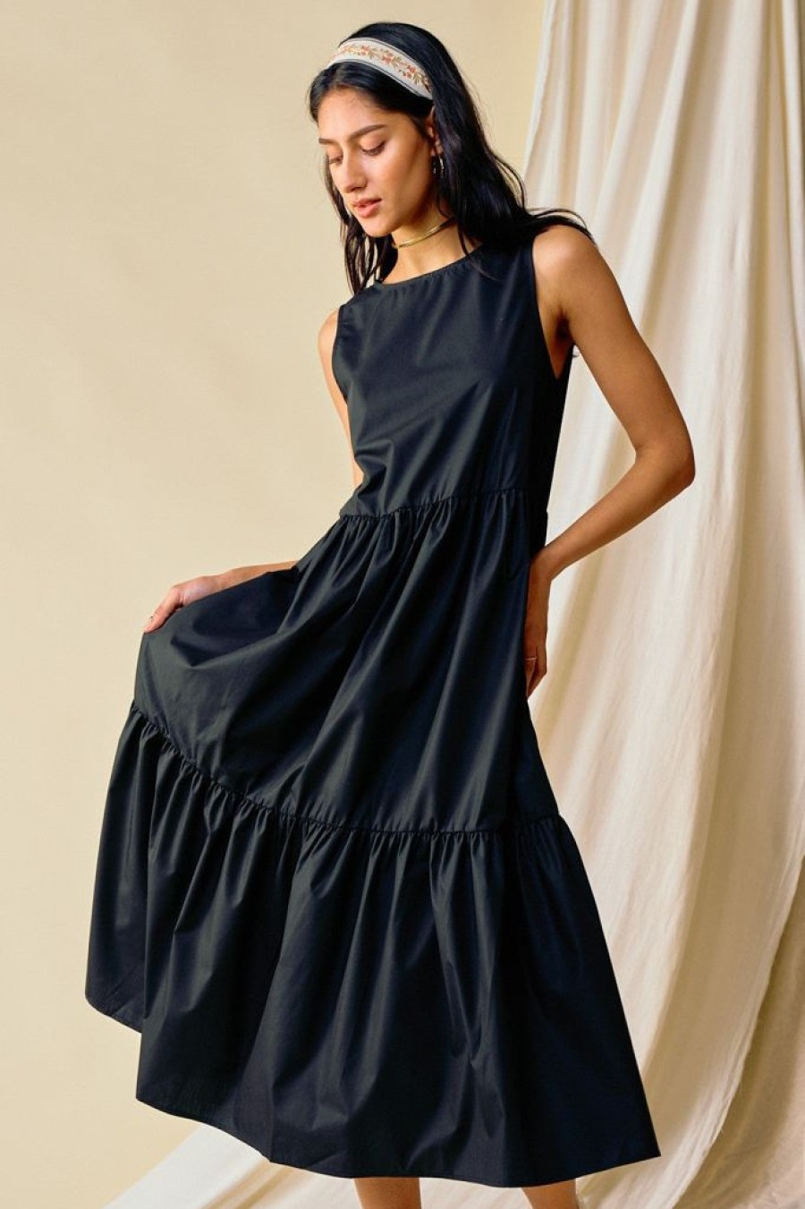 Dresses Lalavon | Sleeveless Black Maxi Dress