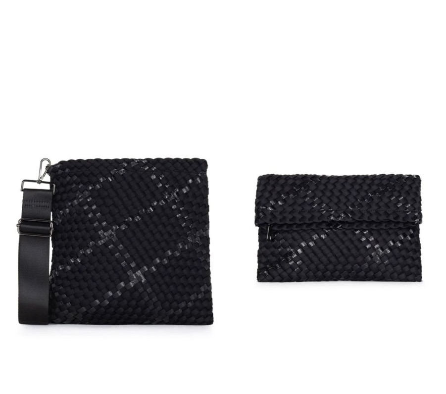 Bags Haute Shore | Val Noir | Woven Crossbody & Foldover Clutch