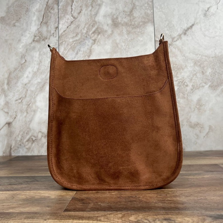 Bags AHDORNED | Chocolate Microsuede Crossbody | No Strap