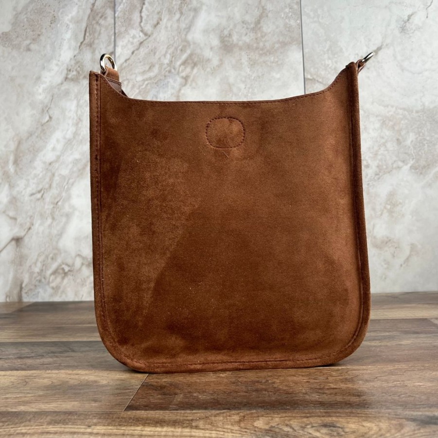 Bags AHDORNED | Chocolate Microsuede Crossbody | No Strap