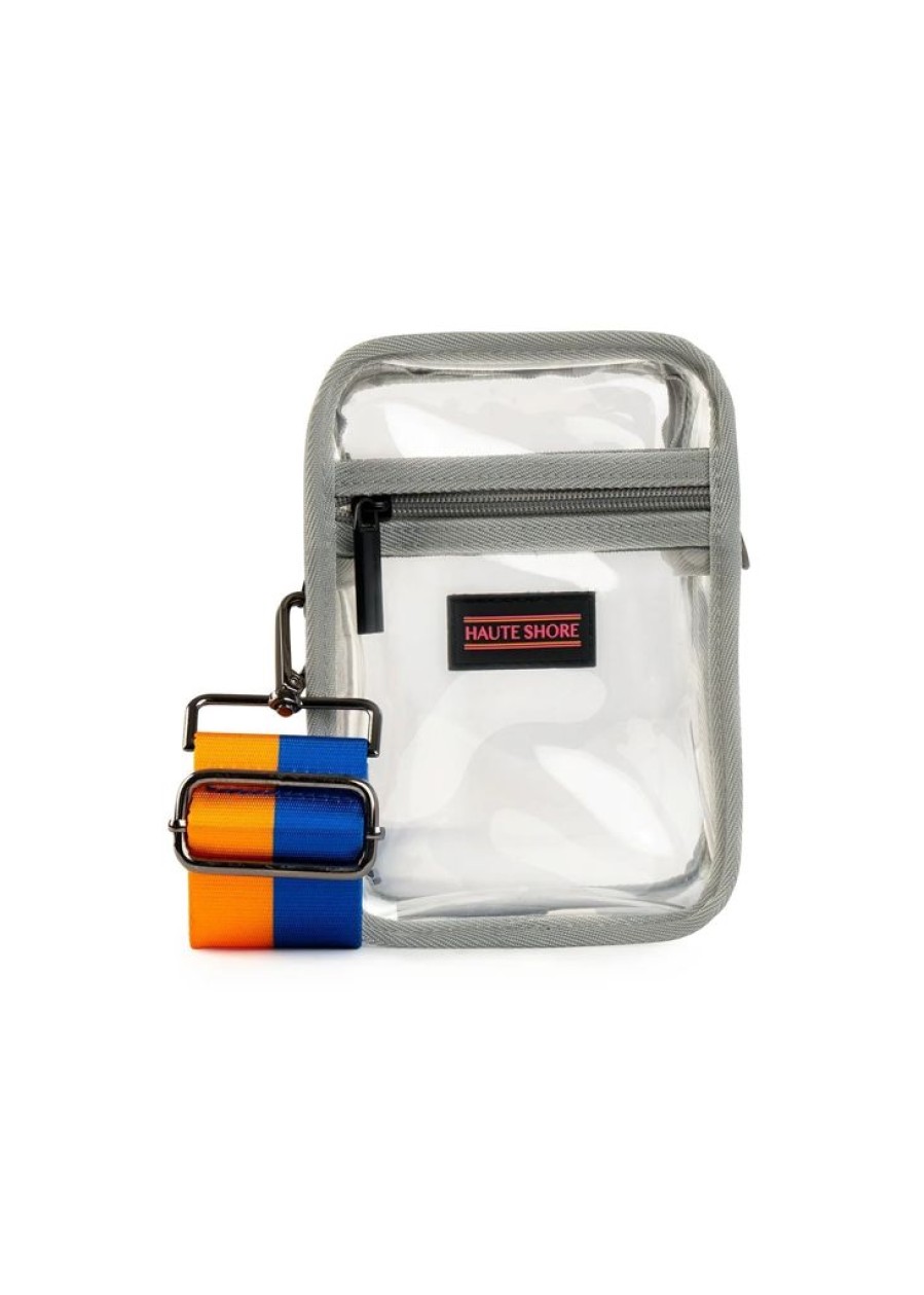 Bags Haute Shore | Casey Spirit A | Stadium Approved Clear Cellphone Crossbody + Blue-Orange Strap