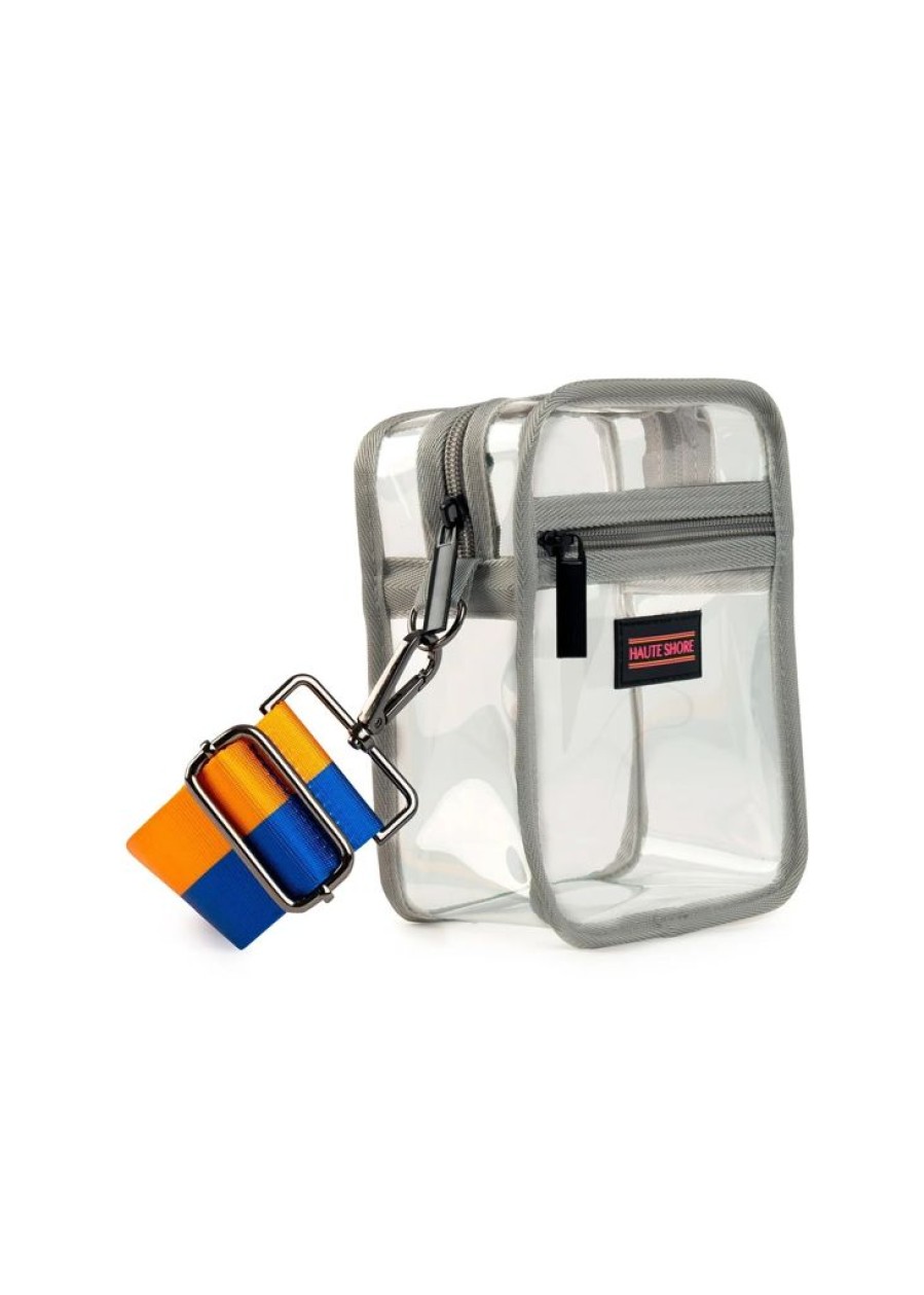 Bags Haute Shore | Casey Spirit A | Stadium Approved Clear Cellphone Crossbody + Blue-Orange Strap