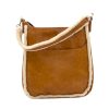 Bags AHDORNED | Camel Vegan Crossbody | Sherpa Trim W/Shoulder Strap