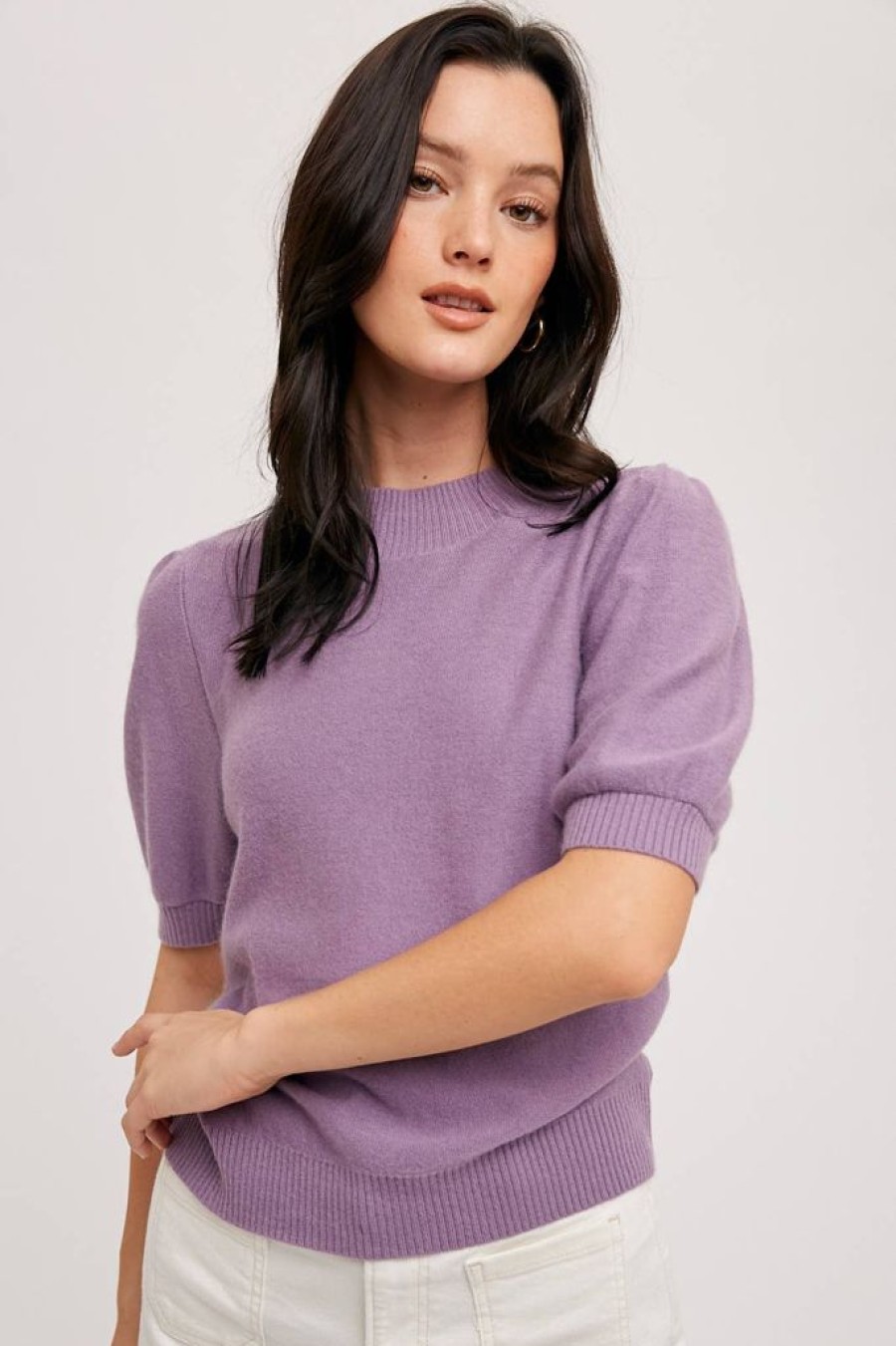 Tops Bluivy | Mauve Mockneck Sweater