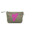 Bags Quilted Koala Ltd. | Olive Makeup Bag With Pink Scribble Heart