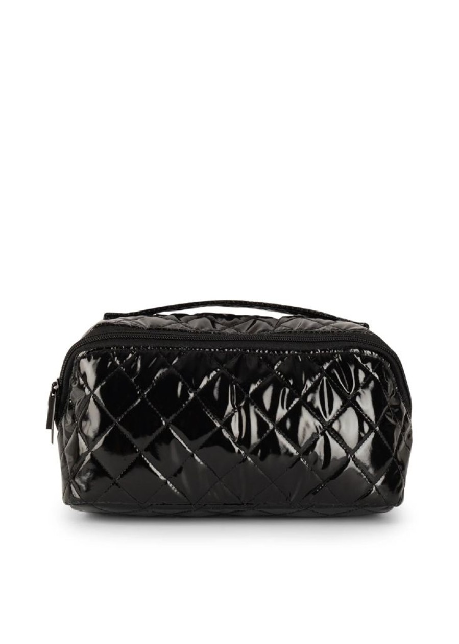 Bags Haute Shore | Tripp Noir Reflective Quilted Cosmetic Train Case