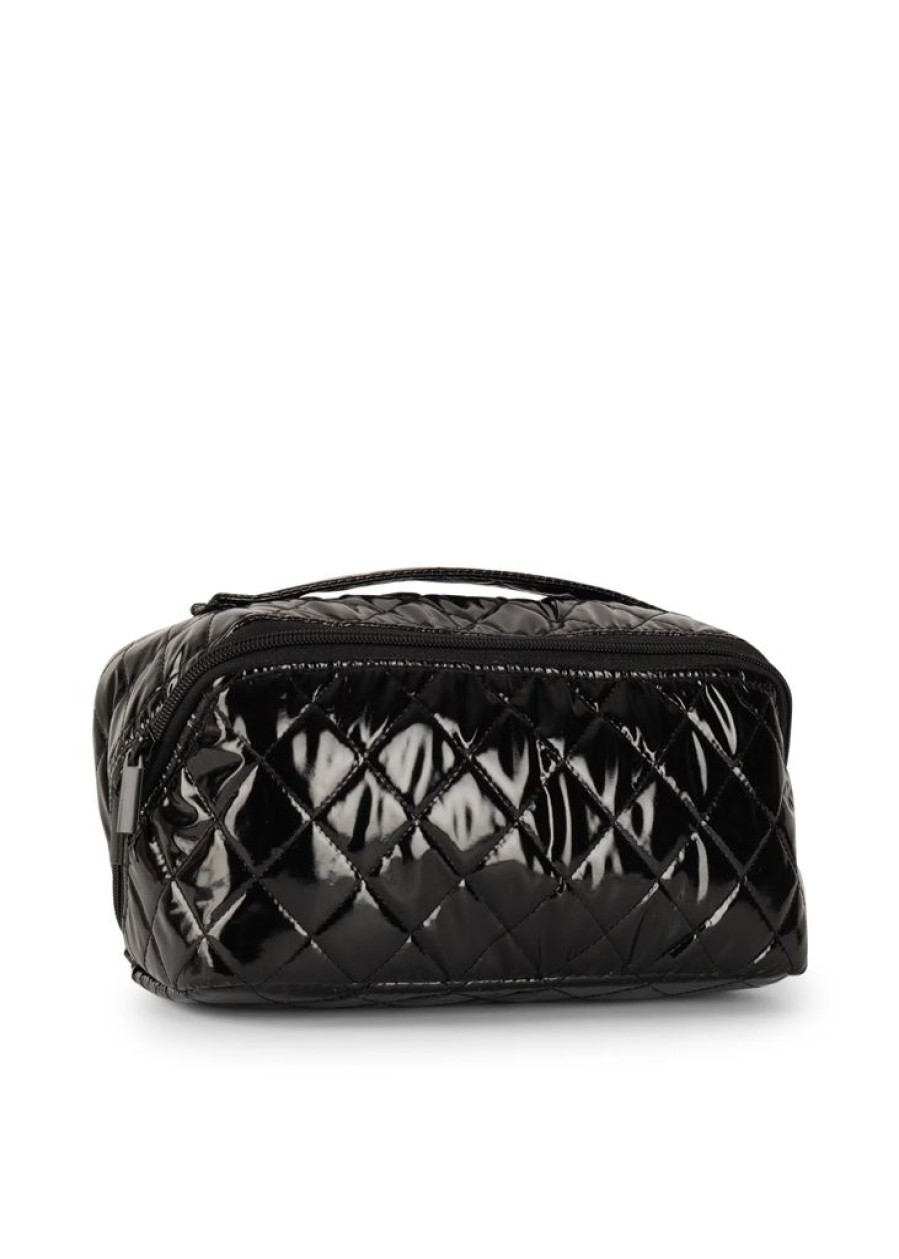 Bags Haute Shore | Tripp Noir Reflective Quilted Cosmetic Train Case