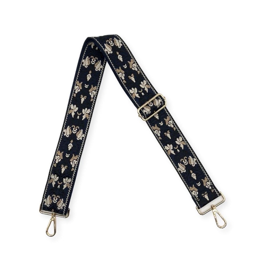 Bags AHDORNED | Navy-Black | Floral Embroidered Crossbody Strap