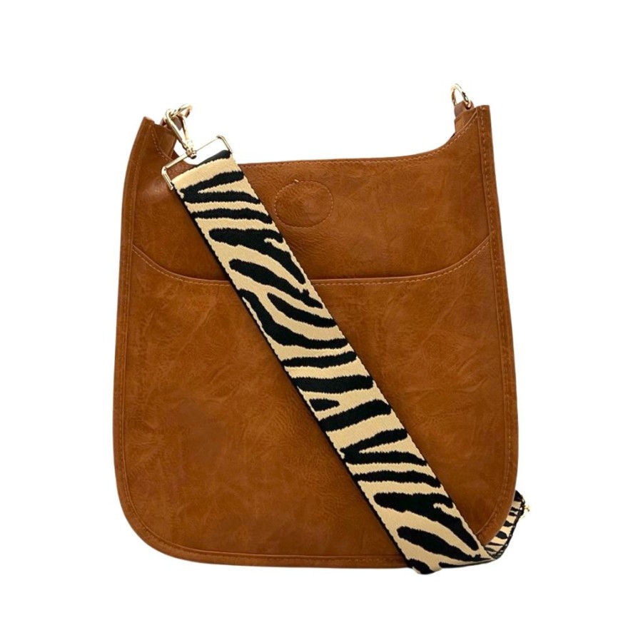 Bags AHDORNED | Camel Vegan Crossbody + Camel-Black Zebra Strap