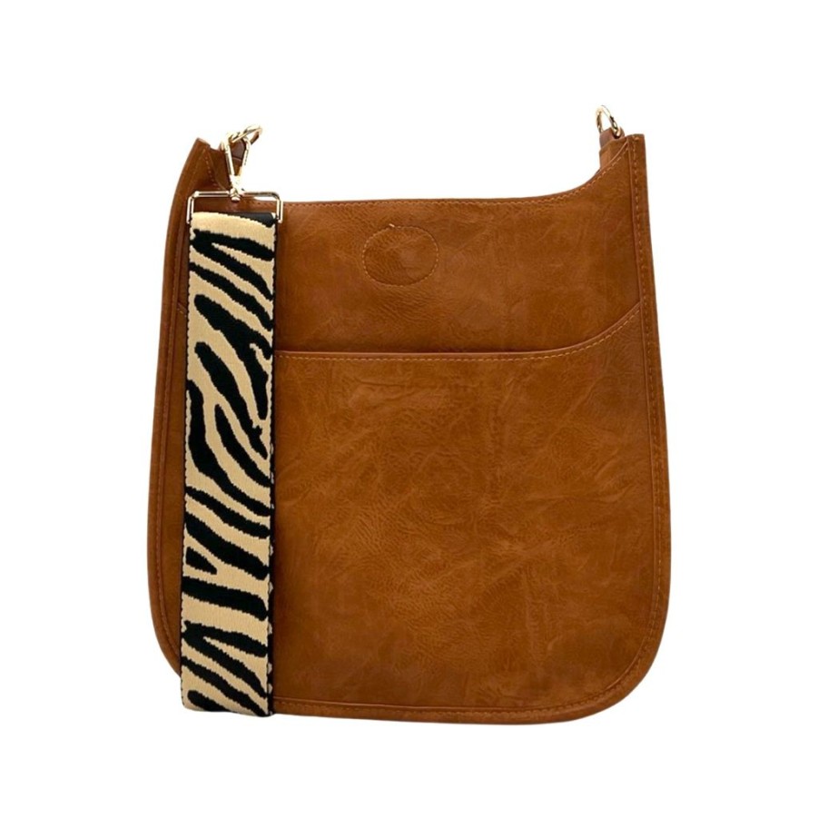 Bags AHDORNED | Camel Vegan Crossbody + Camel-Black Zebra Strap